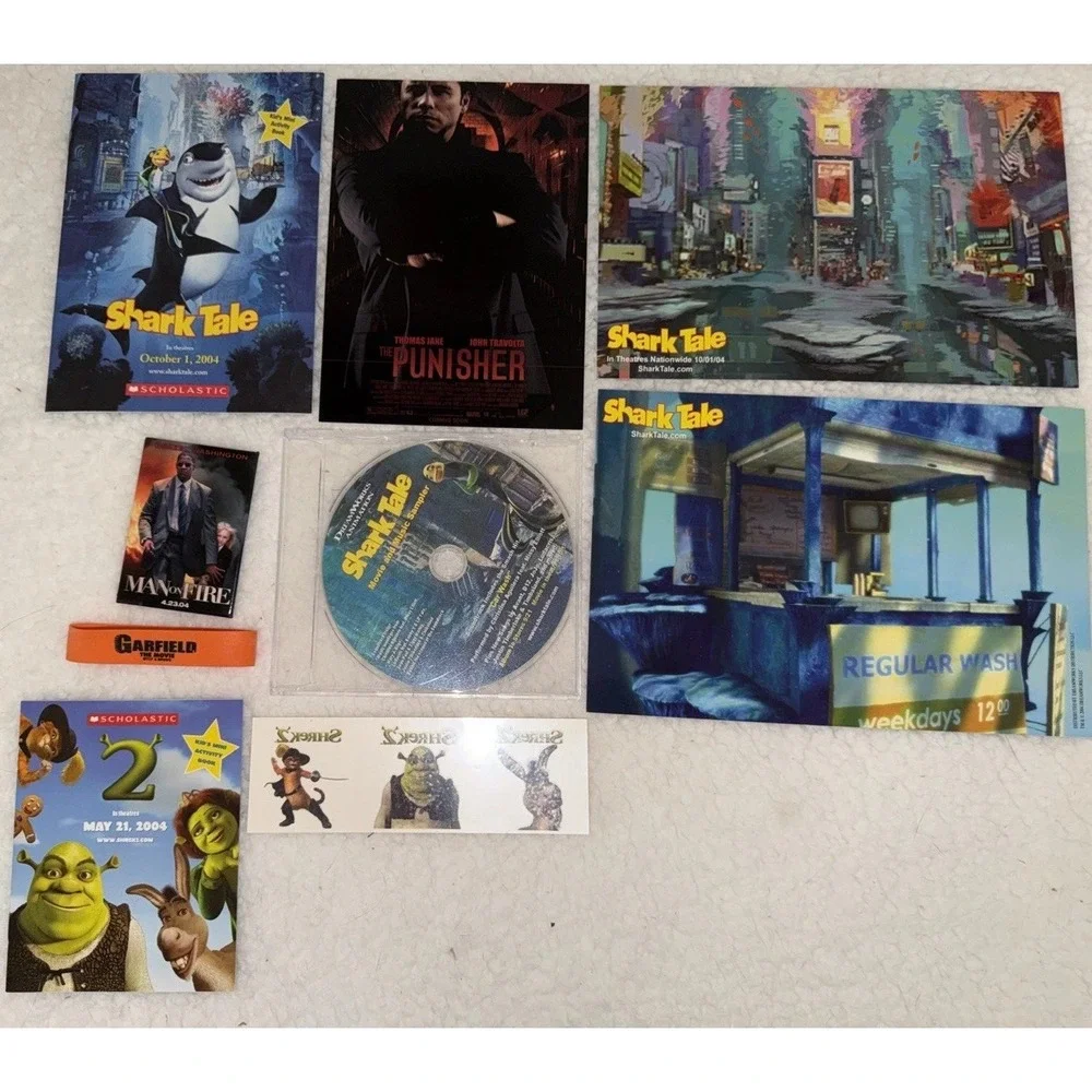 Shark Tale Shrek Vintage Movie Card Promo Promotional Set CD Sampler RARE